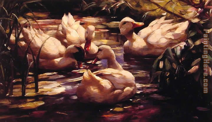 Alexander Koester Ducks in a Forest Pond